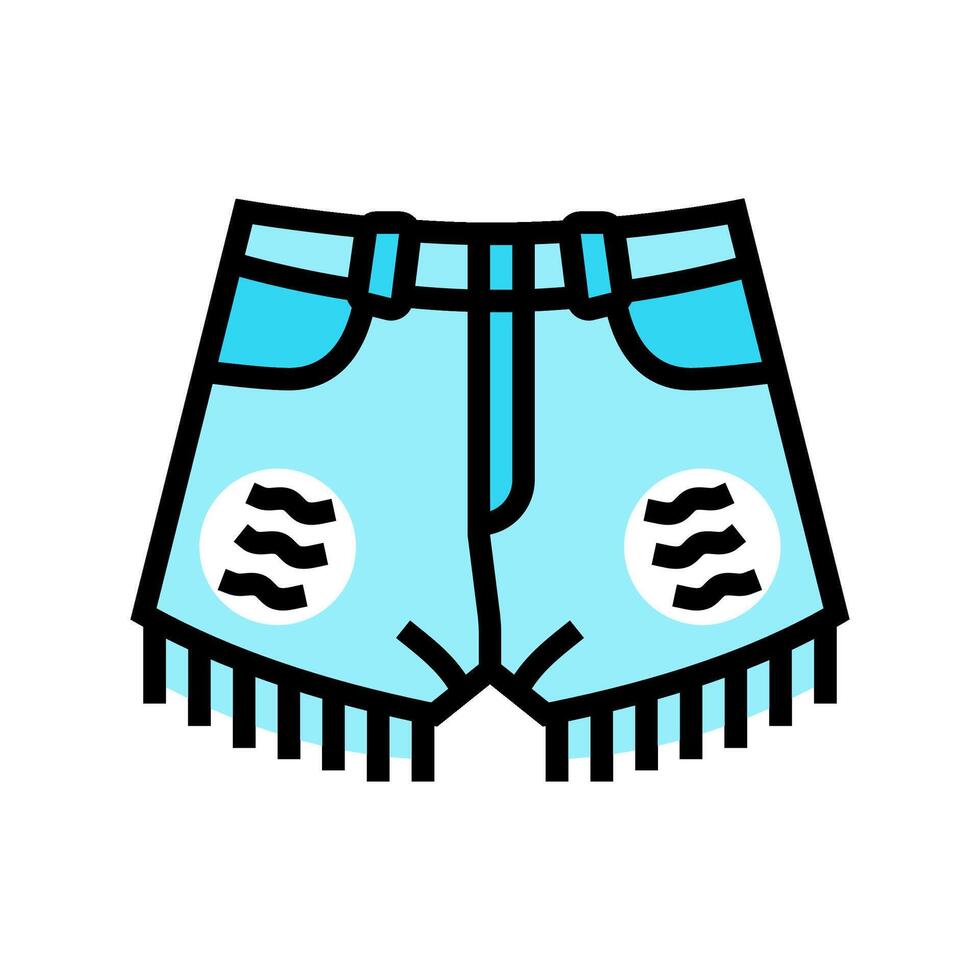ripped denim shorts diy fashion handmade color icon illustration vector