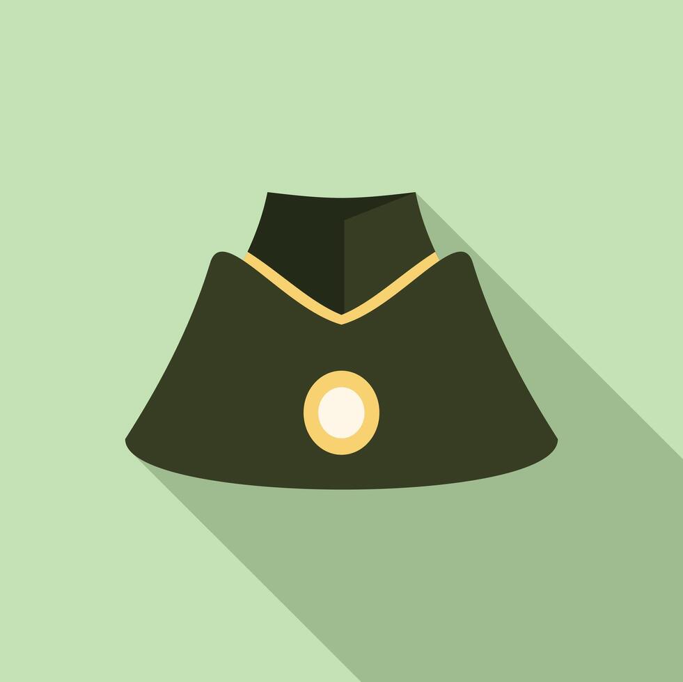Green military garrison cap with yellow piping and cockade vector