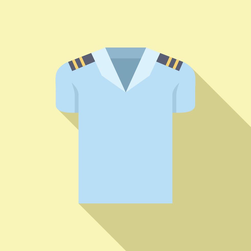 Blue captain shirt isolated on yellow background with long shadow vector