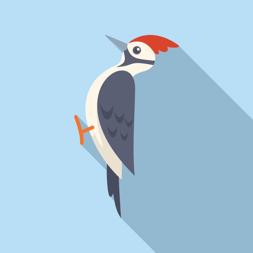 Woodpecker perching on a tree trunk illustration vector