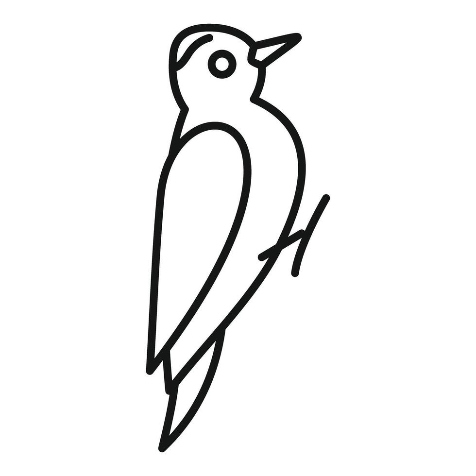 Woodpecker bird standing looking right side minimalist line art icon vector