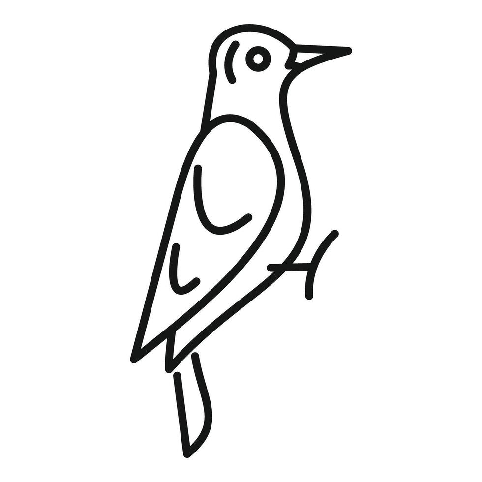 Woodpecker bird standing on a branch line icon vector