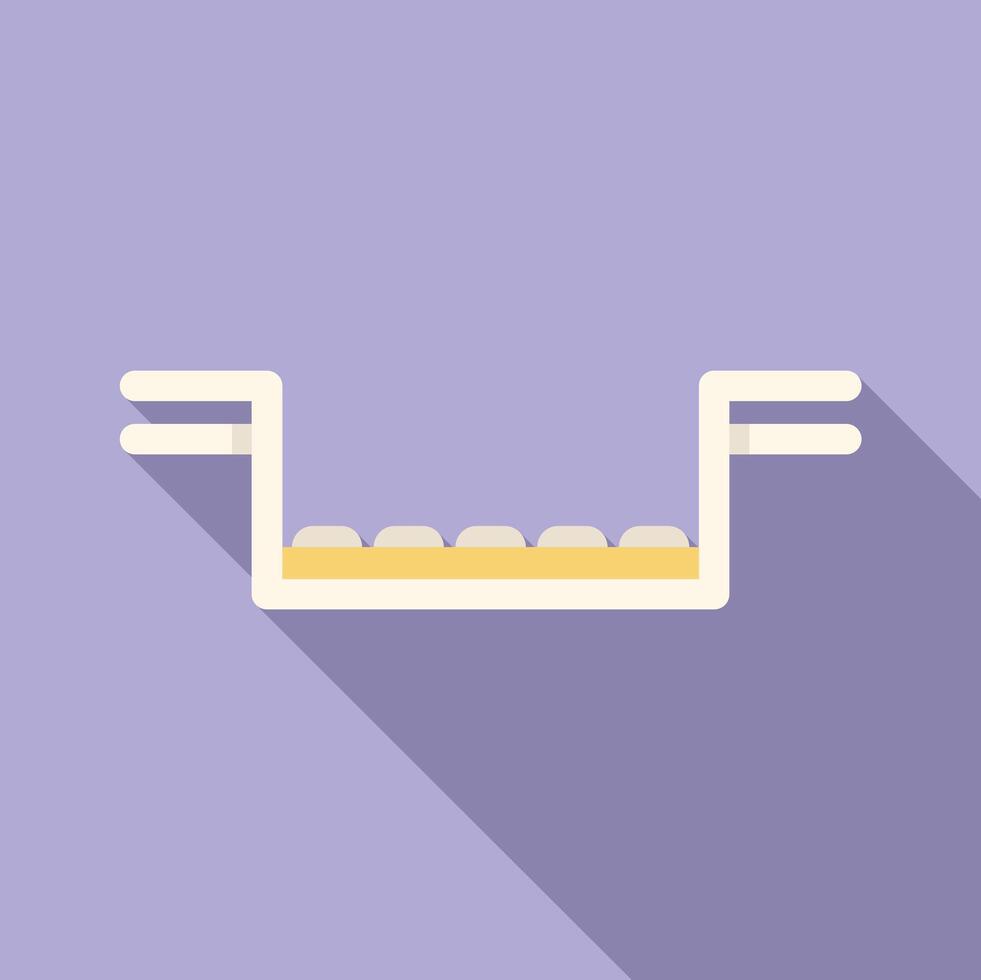 Conveyor belt carrying round objects in factory vector