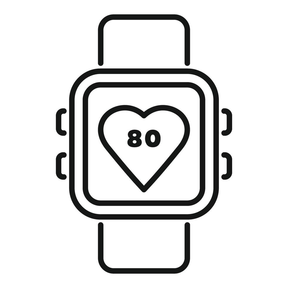 Smartwatch showing heart rate icon for health tracking app vector