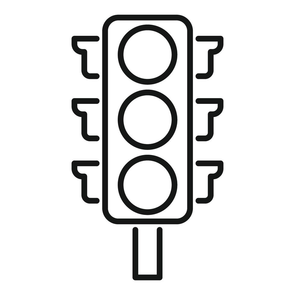 Line icon style traffic light showing stop, caution, and go signals vector