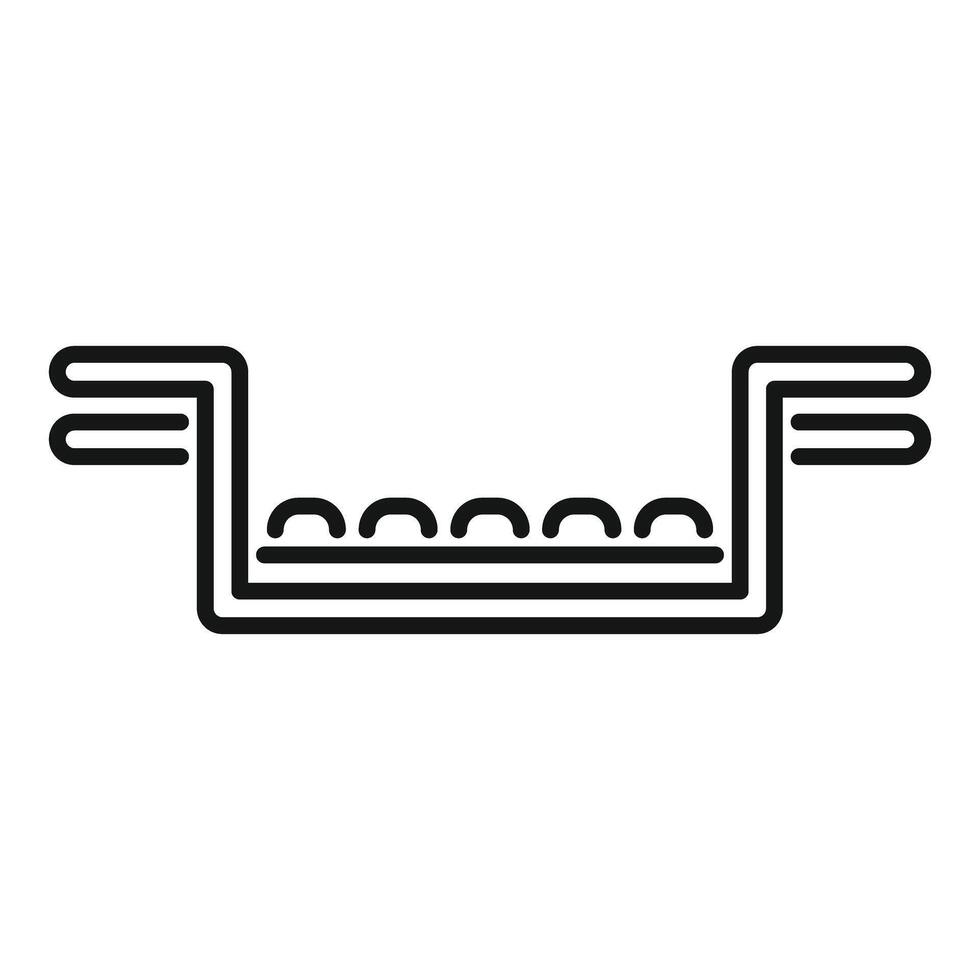 Conveyor belt system transporting round objects icon vector