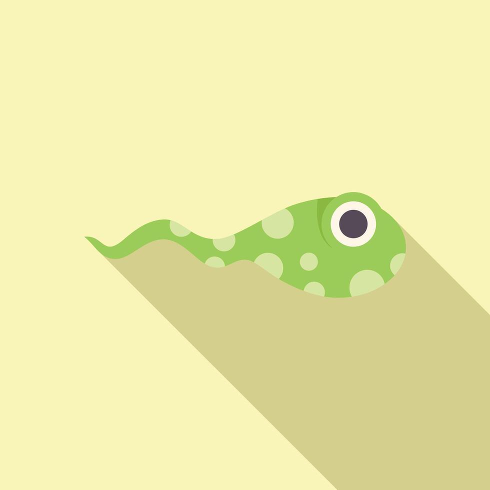 Green tadpole swimming with long shadow vector