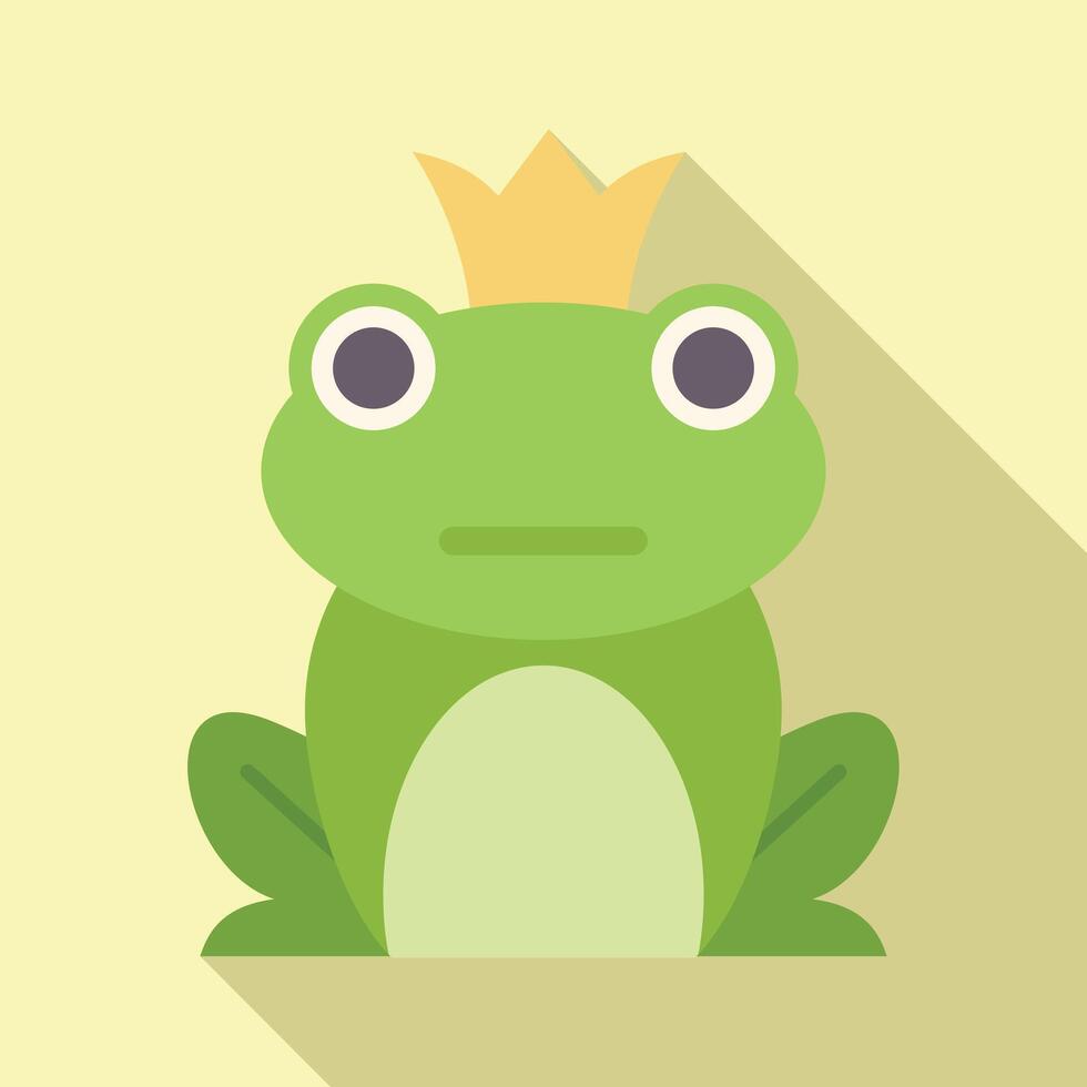 Green frog wearing golden crown sitting like prince vector
