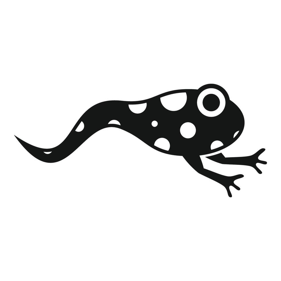 Black tadpole swimming with white spots simple icon vector
