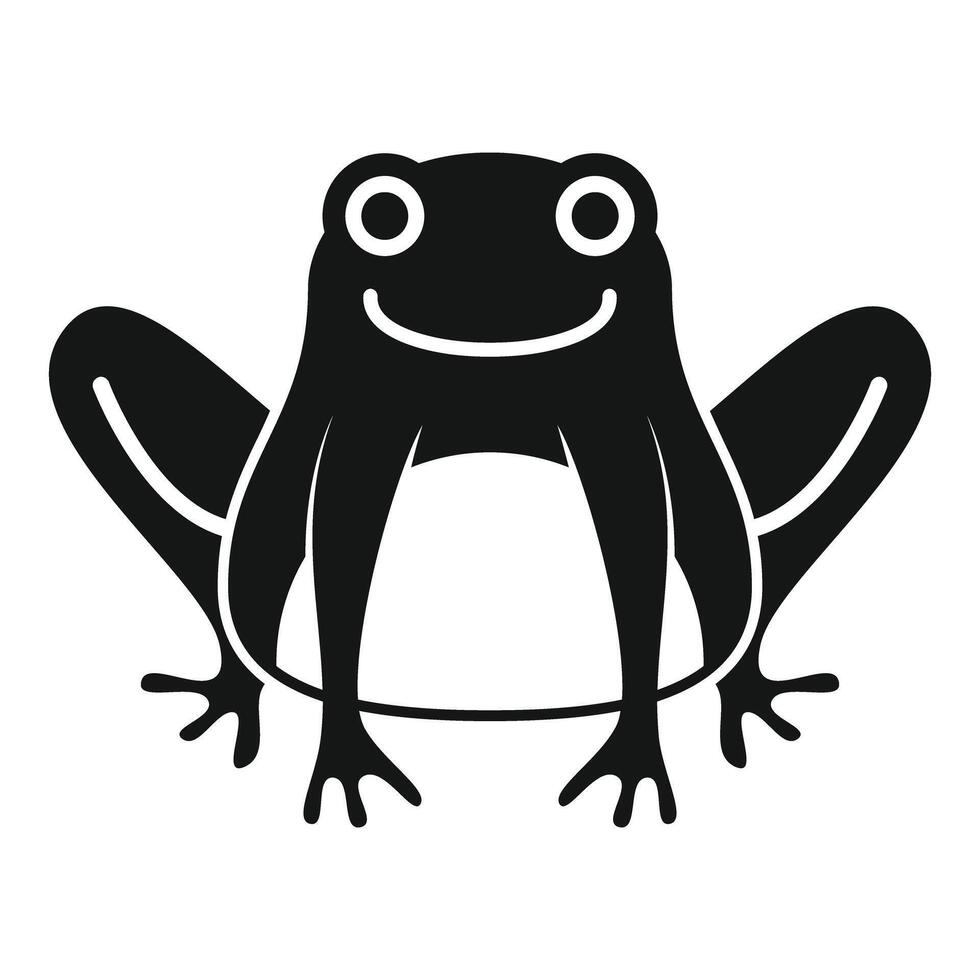 Black and white frog sitting and smiling icon vector