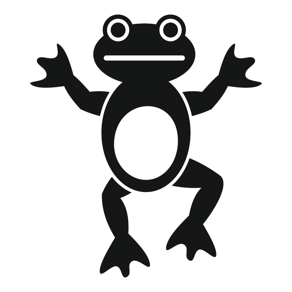 Black frog standing with open arms icon vector