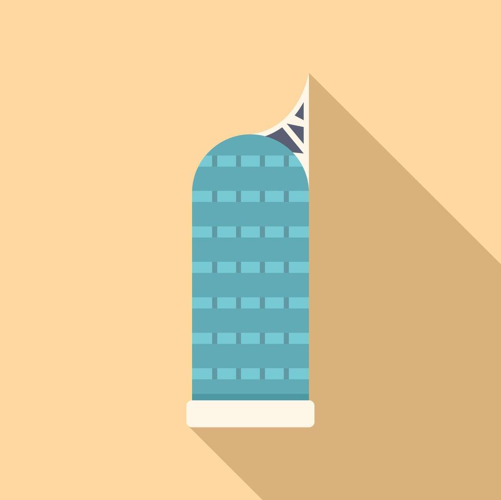 Modern building with long shadow flat design icon vector