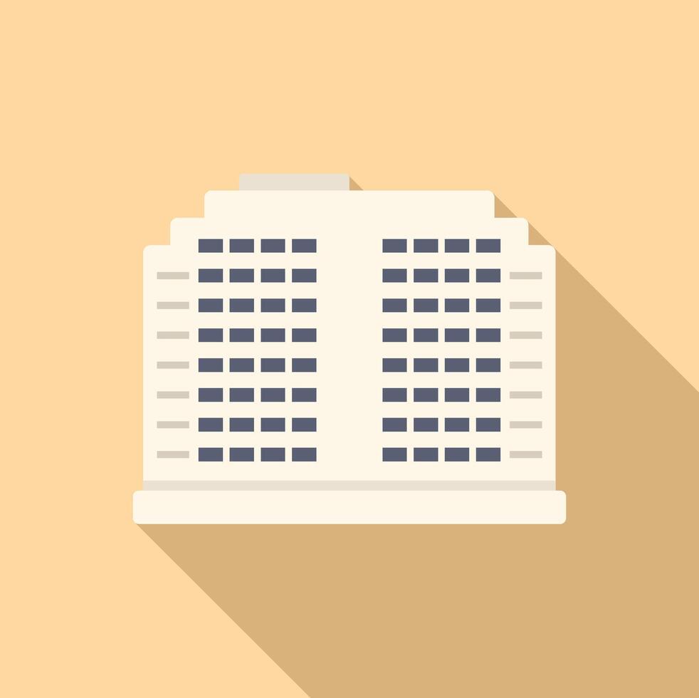 Multi storey building casting long shadow on yellow background vector