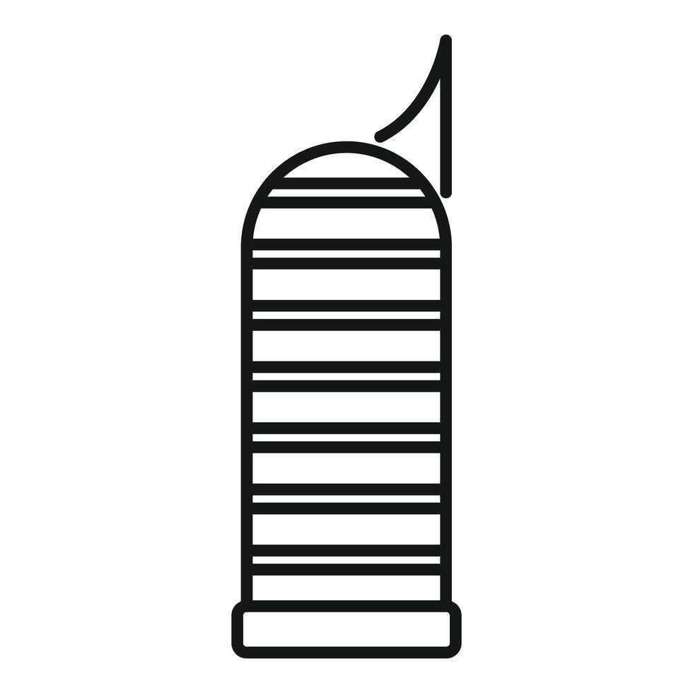 Modern skyscraper building facade with antenna on top line icon vector