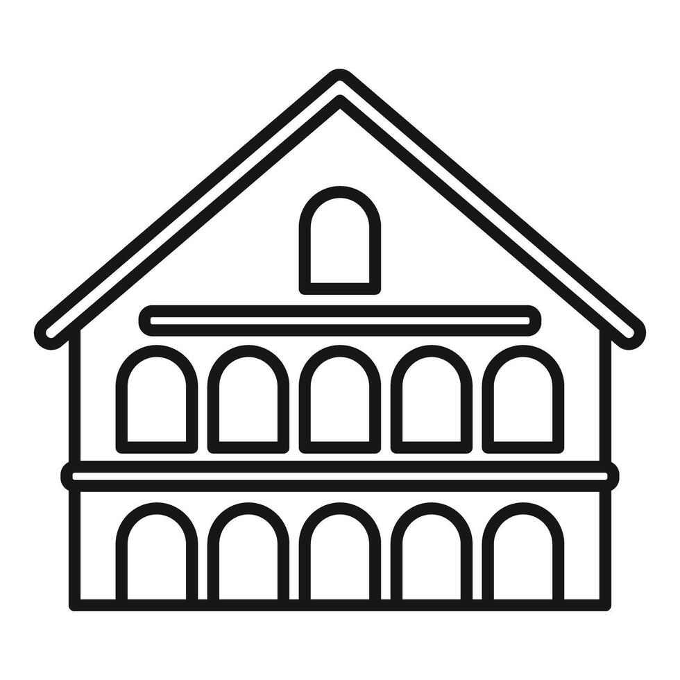 Facade of building with arches and columns showing classical architecture style vector
