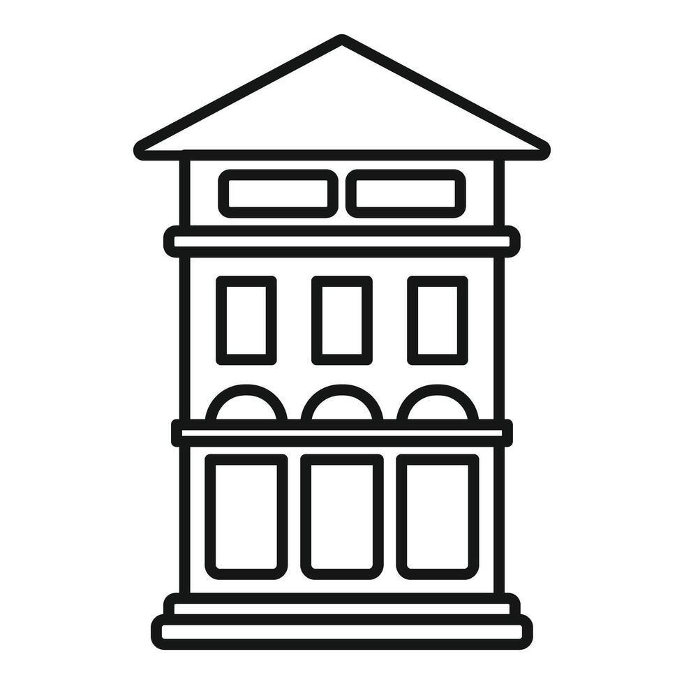 Three storey building with balcony and attic showing modern architecture vector