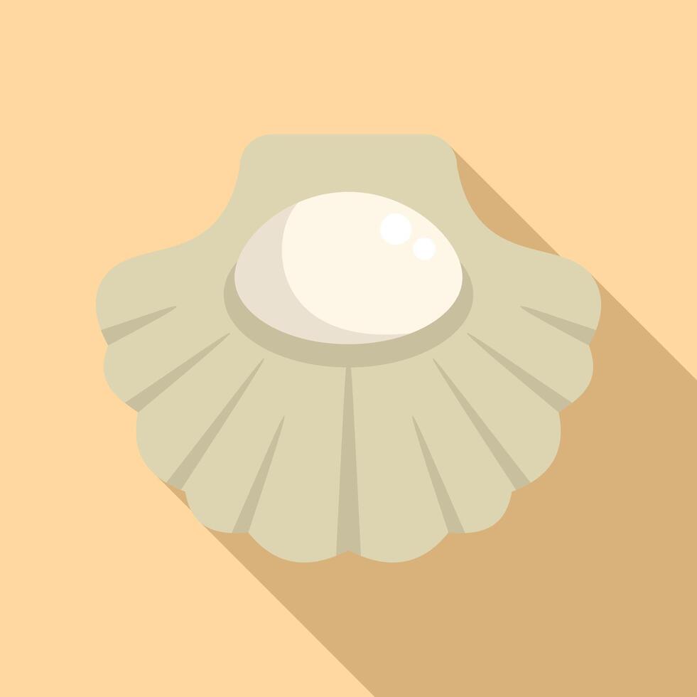Big white pearl growing inside open shellfish vector