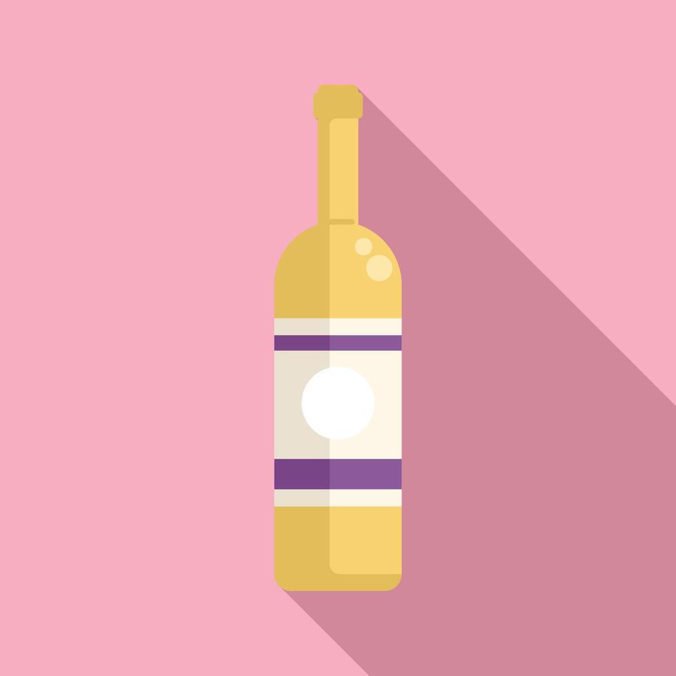 Glass wine bottle with blank label standing on pink background vector