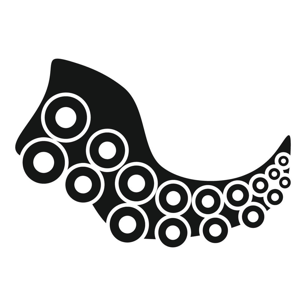Black octopus tentacle showing suction cups icon vector