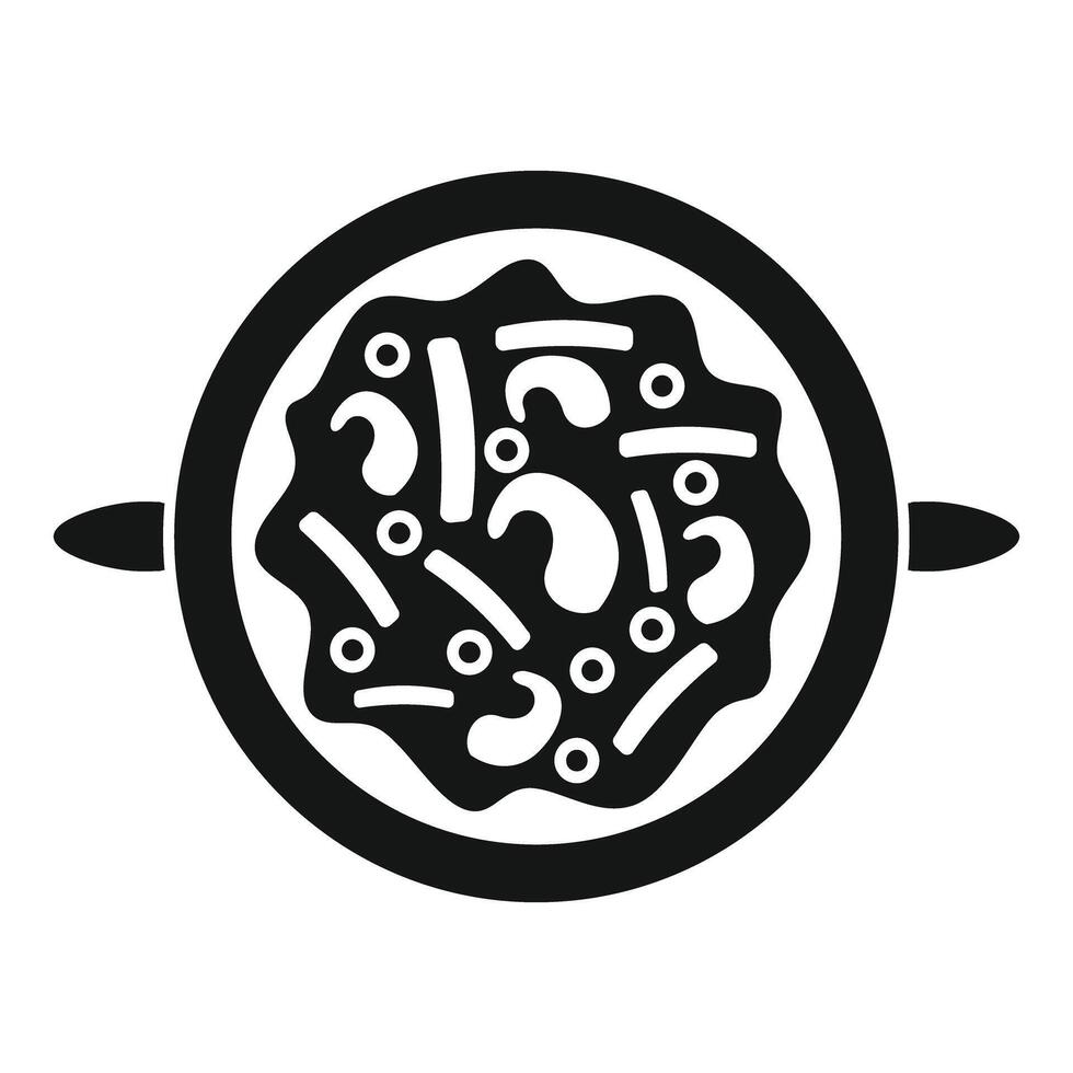 Round dish containing asian food with chopsticks vector