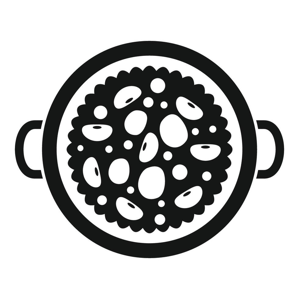 Cooking pot filled with beans top view icon vector