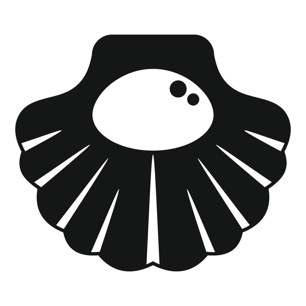 Open scallop shell showing inner pearl in simple style vector