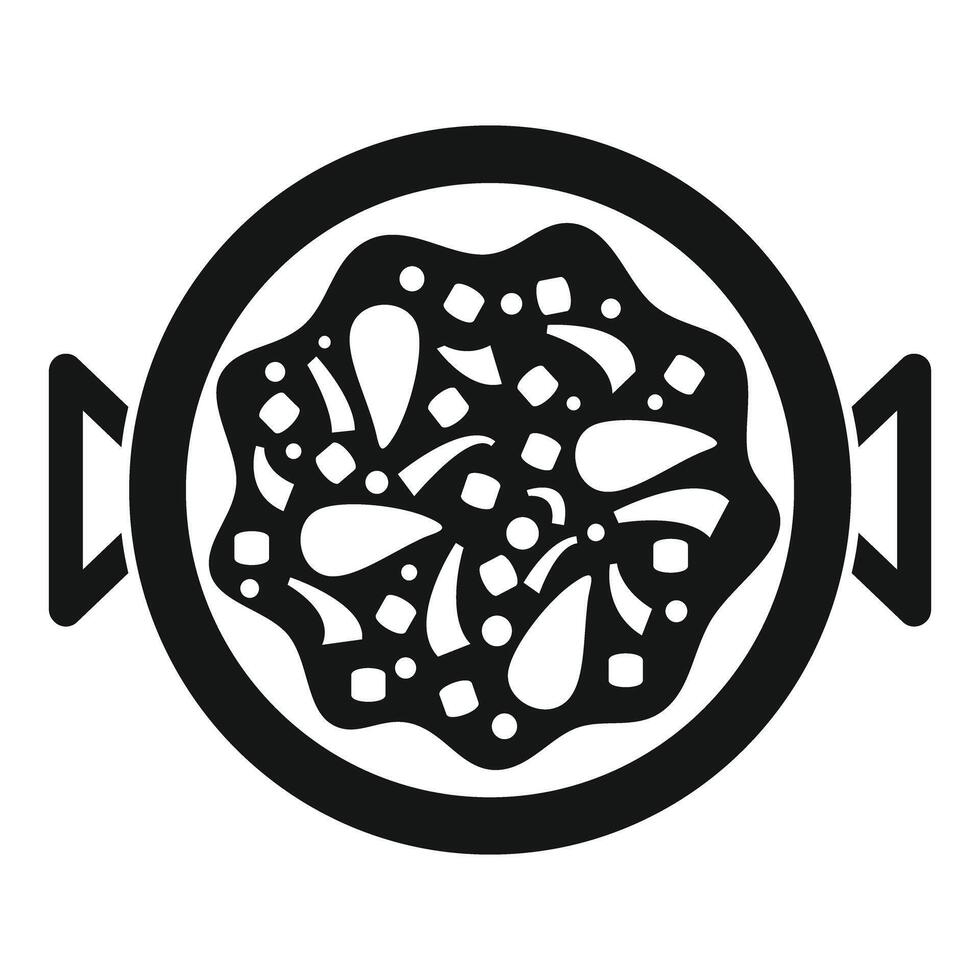 Round paella pan with handles cooking spanish food icon vector
