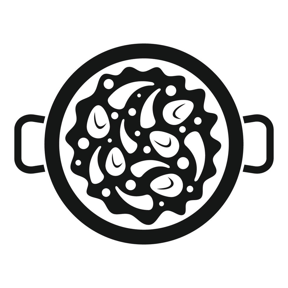 Round pan with handles containing delicious spanish paella cooking vector