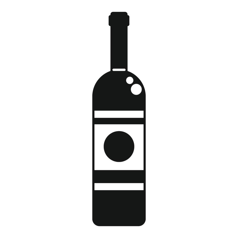 Black bottle of wine standing up on white background vector
