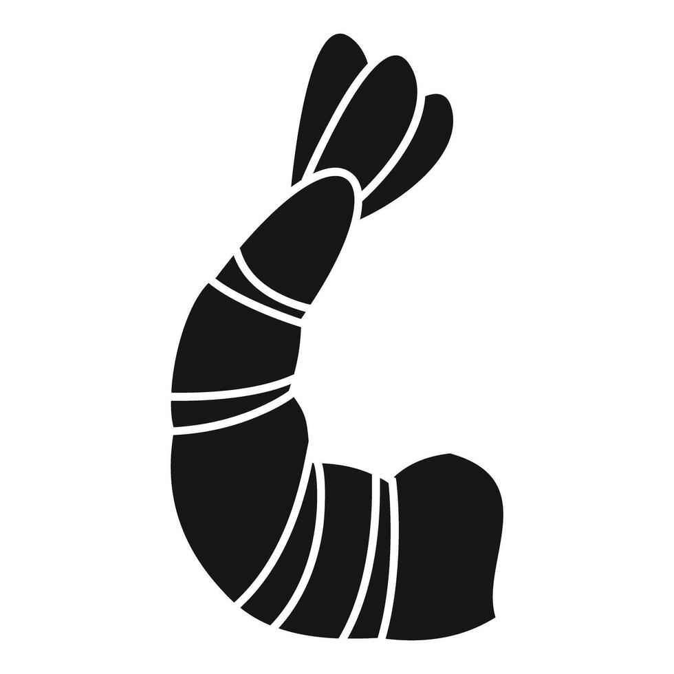 Cooked tiger shrimp standing up with tail flipped backwards icon vector