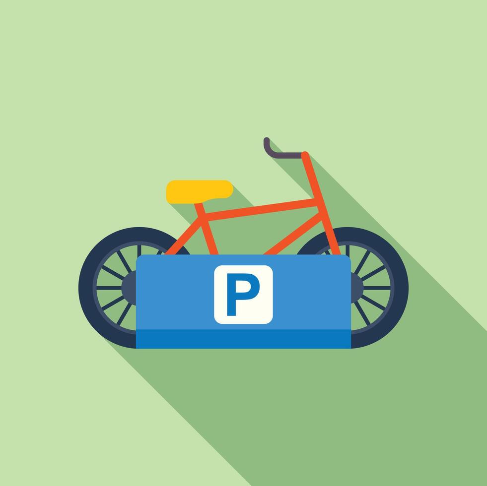 Bicycle parked in bicycle parking space with parking sign vector