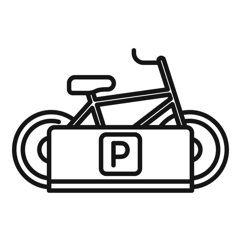 Bicycle parking sign with bike parked in front indicating designated parking area vector