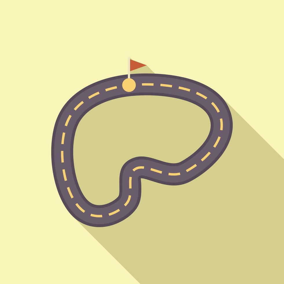 Winding road leading to a finish line with flag marking destination vector