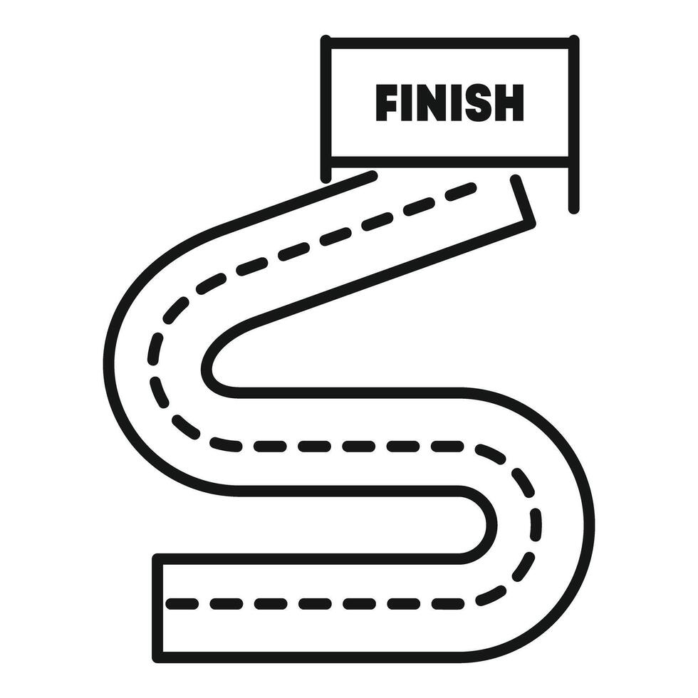 Winding road leading to finish line symbol of success vector