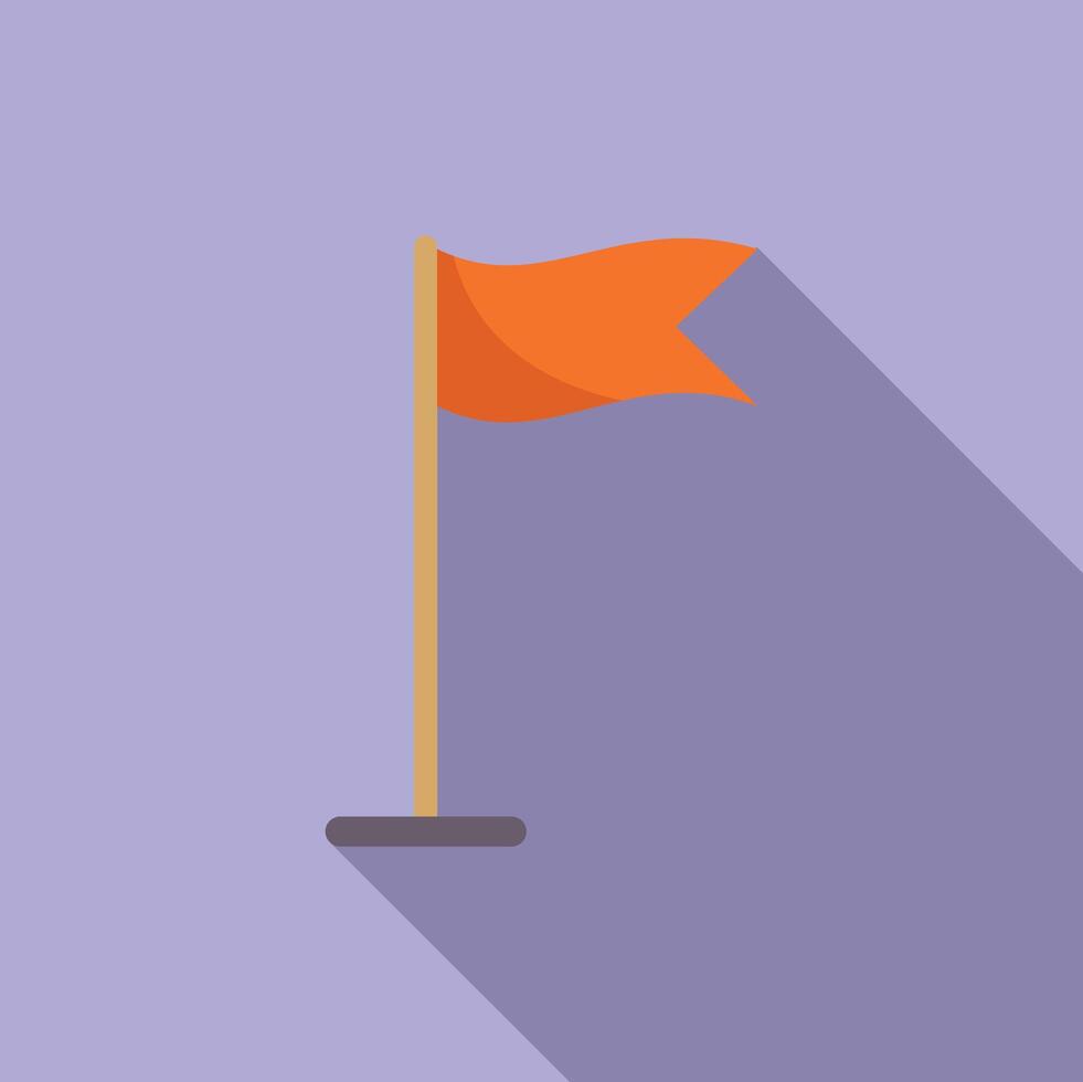 Orange flag waving on flagpole with long shadow vector