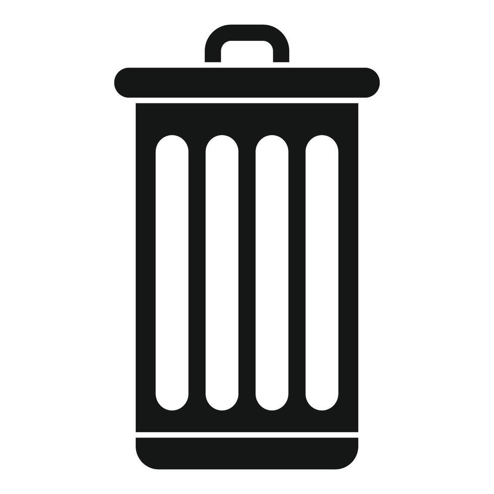 Black trash can icon representing waste management and recycling vector