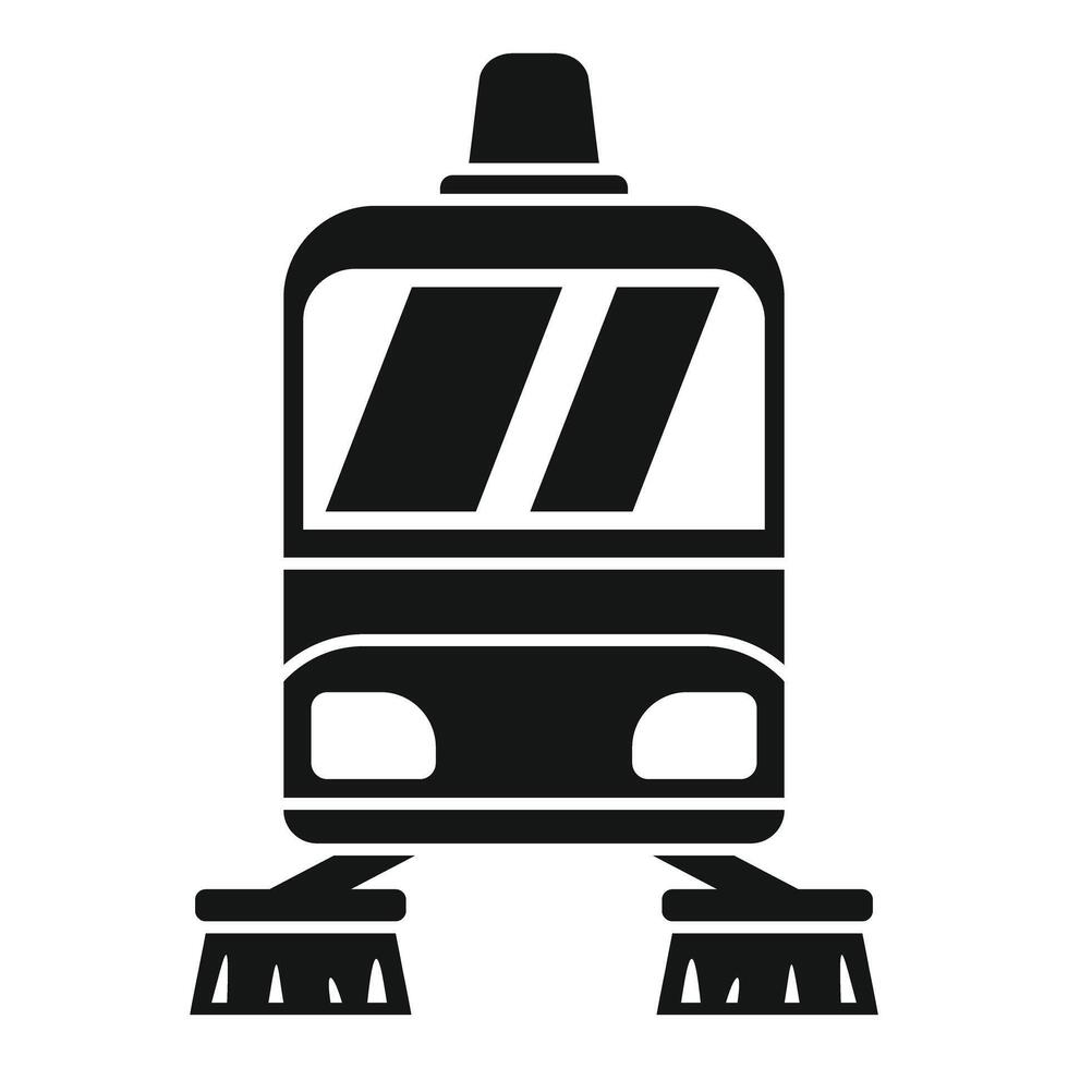 Street cleaning machine using rotating brushes icon vector
