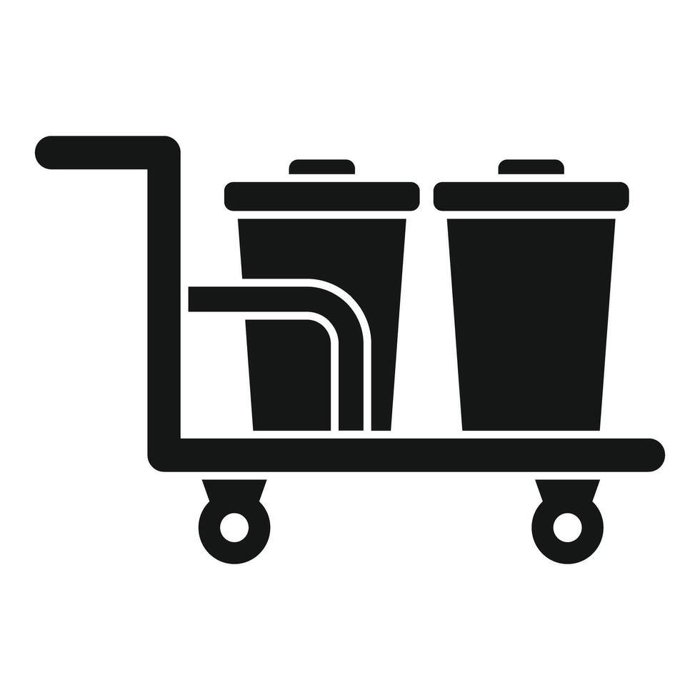 Hotel service cart carrying two trash cans for room cleaning vector