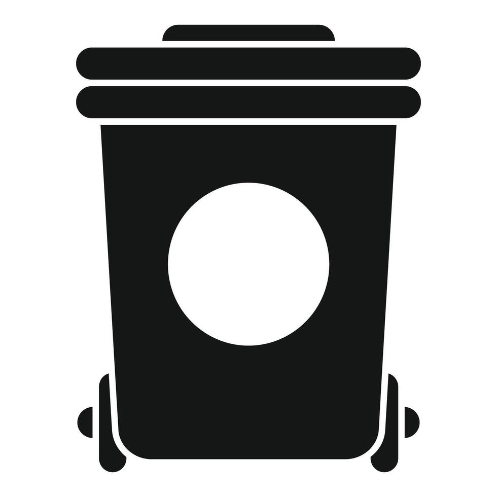 Large empty trash can with wheels and closed lid recycling icon vector