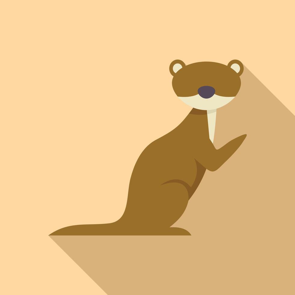 Standing otter looking sideways with long shadow vector