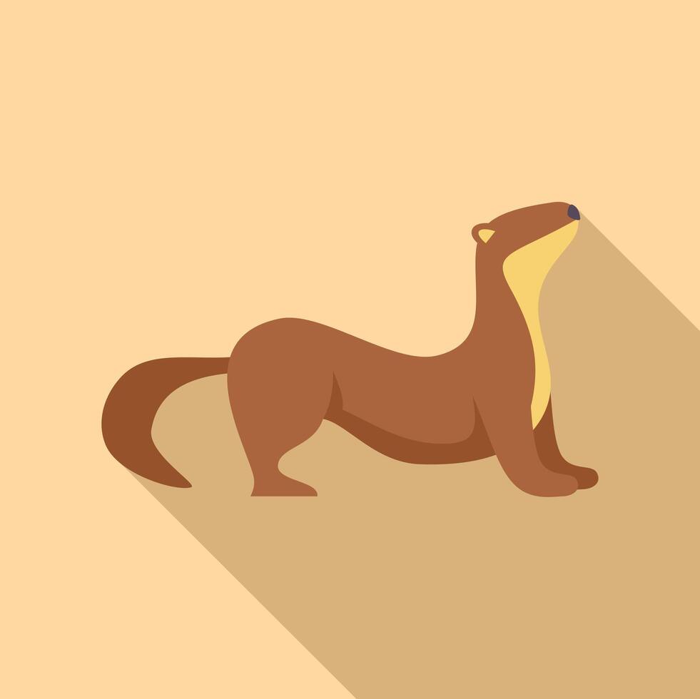 Curious otter looking up with long shadow vector