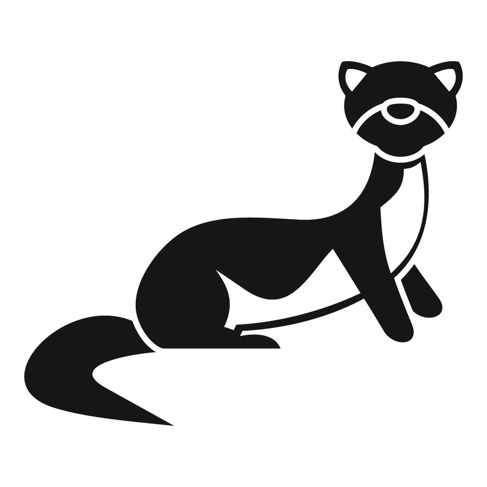 Black ferret sitting and looking around icon vector