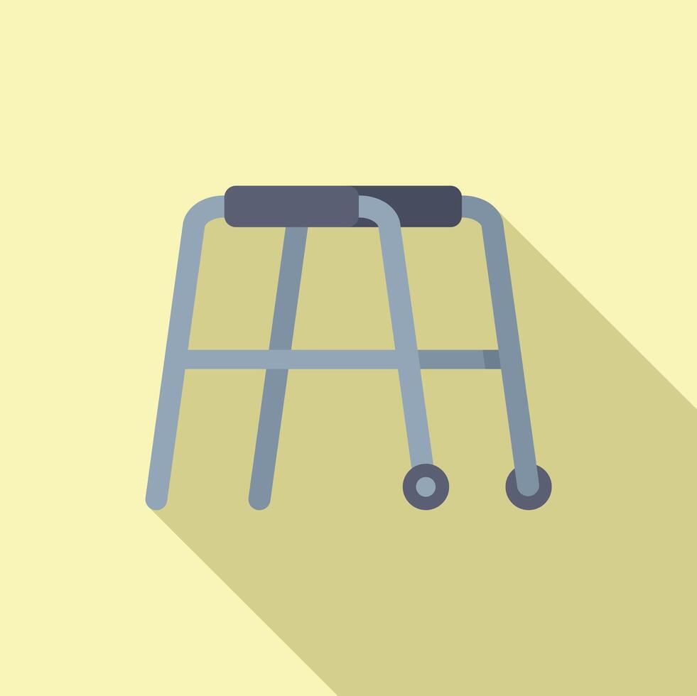 Empty metal walker standing on wheels for disabled person vector
