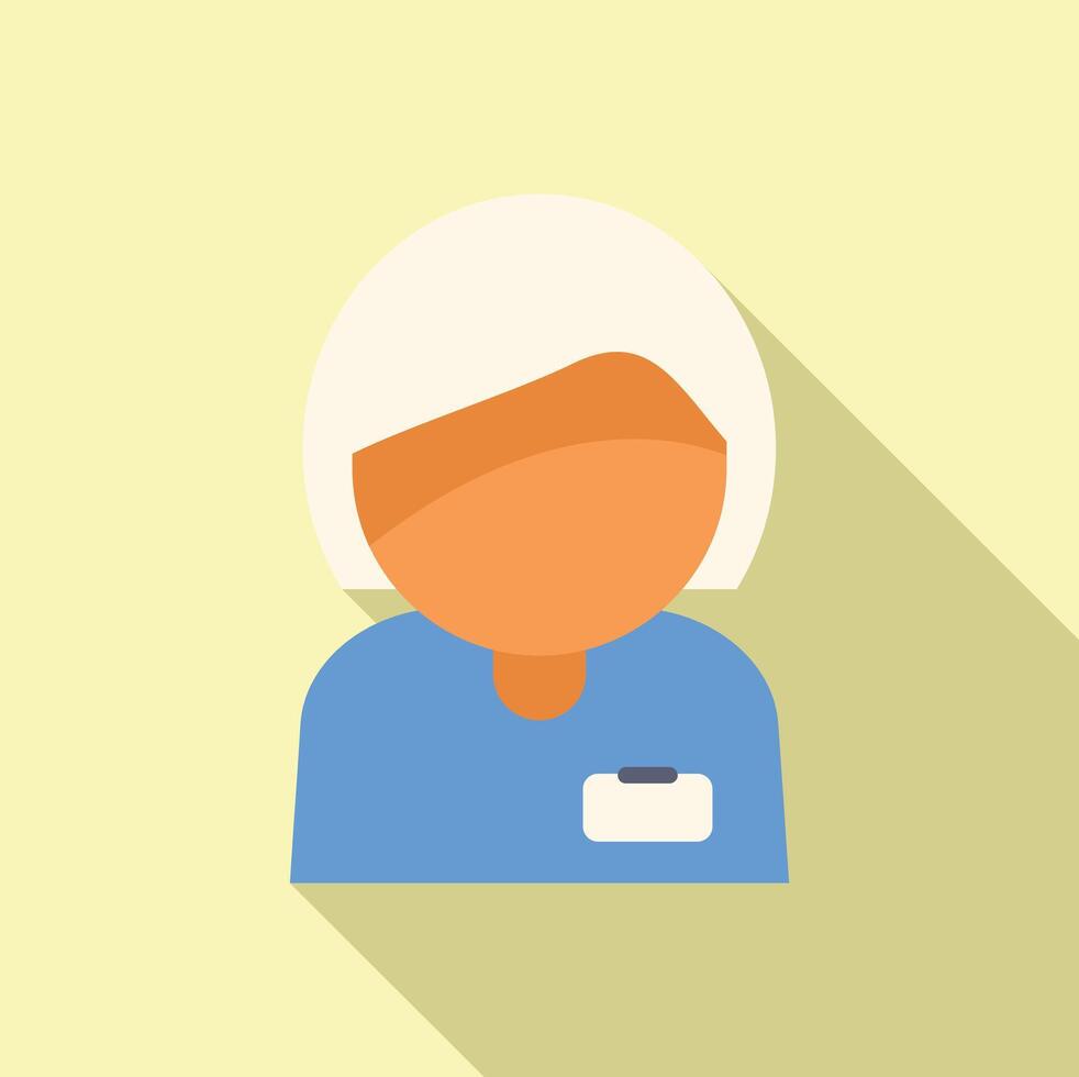 Senior professional woman with an id badge is smiling vector