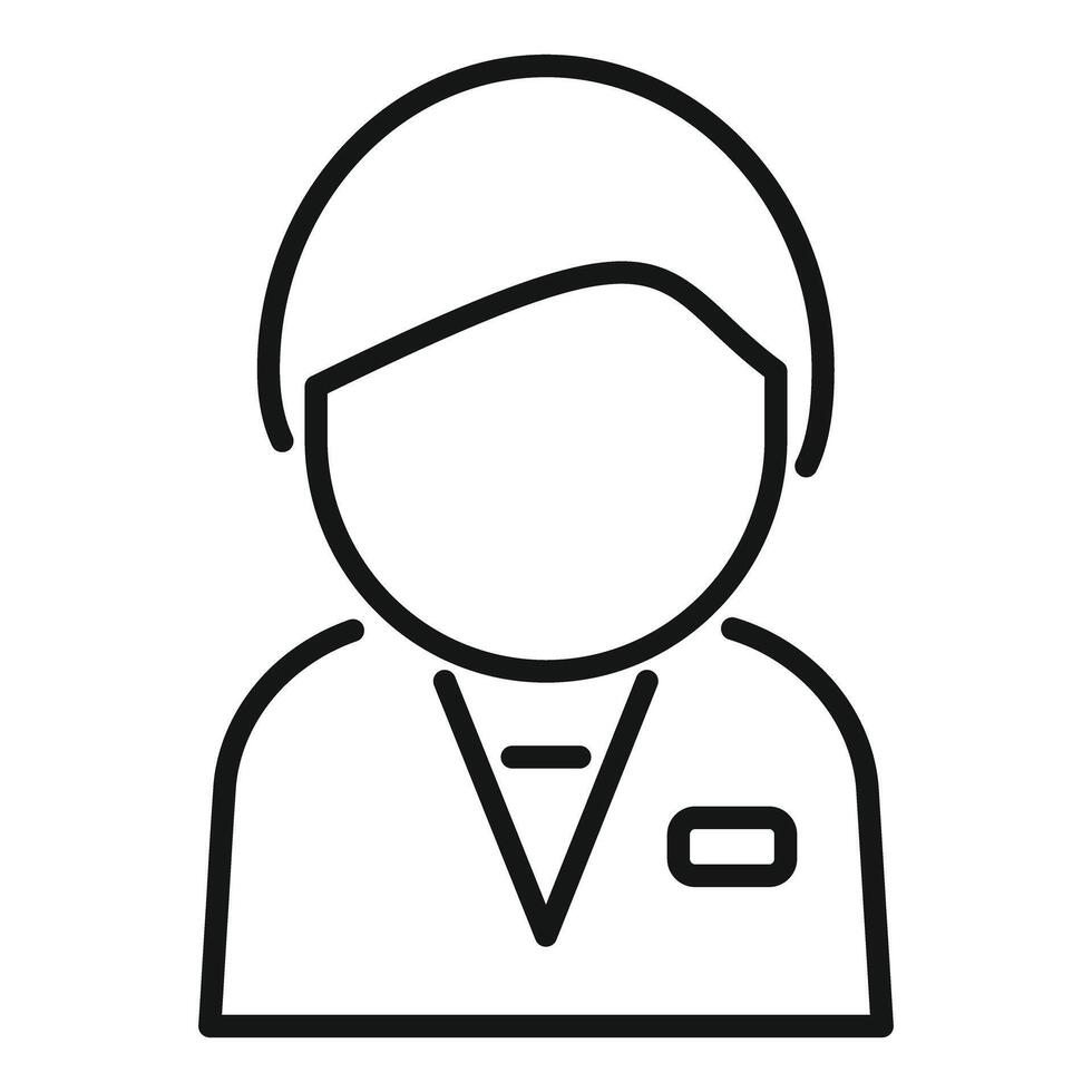 Line icon of a professional wearing a badge vector