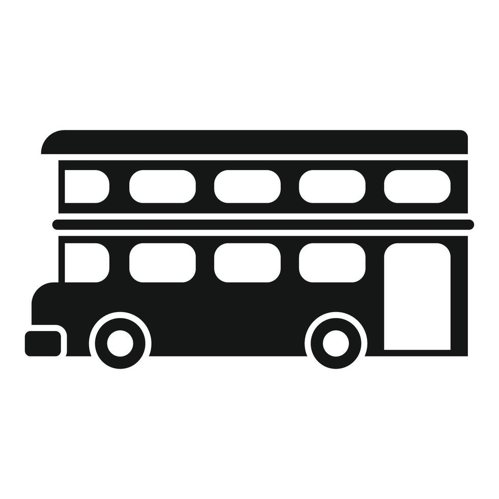 Black double decker bus side view public transportation icon vector