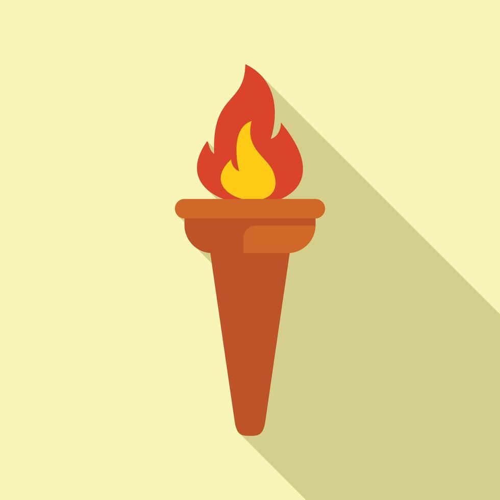 Burning torch holding bright red and yellow flame vector