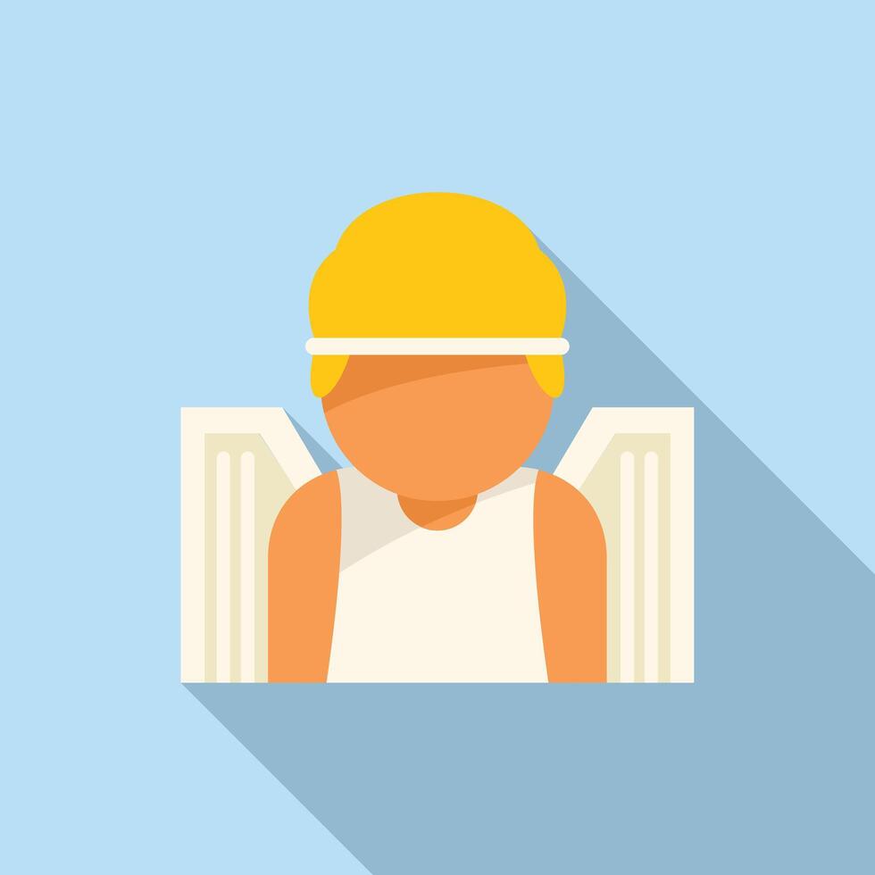 Blond ancient greek god wearing headband and showing his big white wings vector