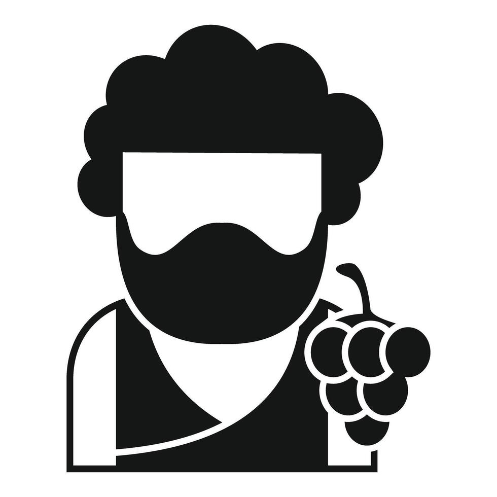 Greek winemaker holding bunch of grapes icon vector
