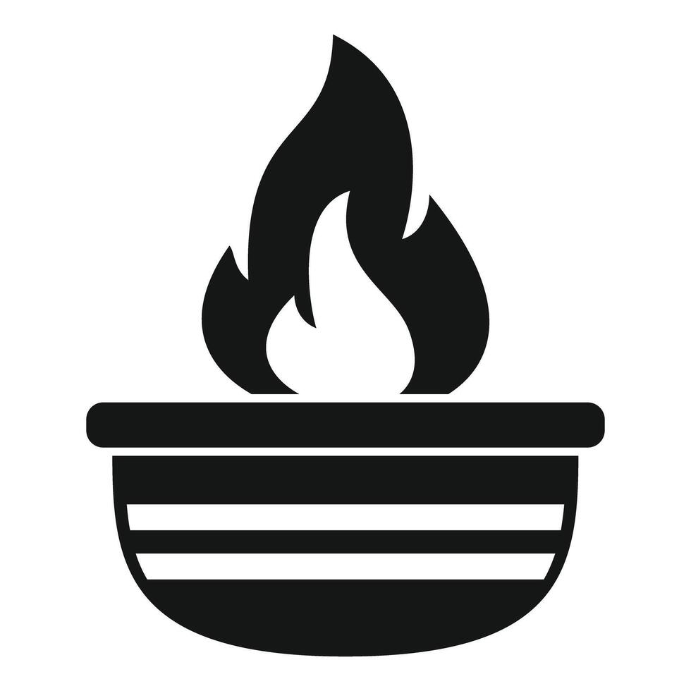 Fire burning in bowl icon, simple style vector